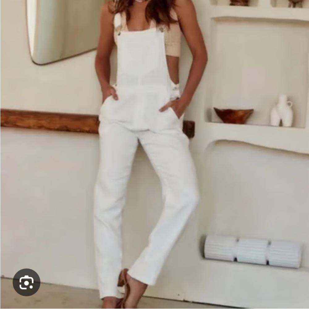 12th Tribe White Linen Overalls